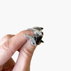 Kendra Scott Wing Ear Climber Post Earrings Silver Tone Clear Stone